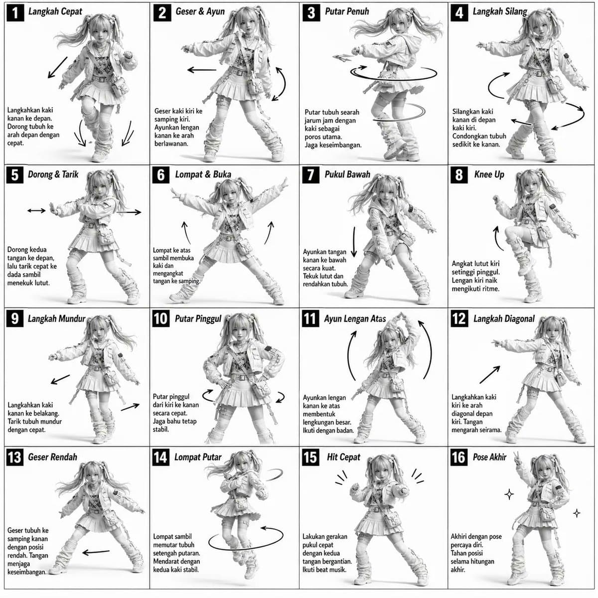 3D Grayscale Dance Reference Sheet preview image 1