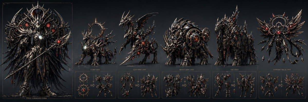 Gothic Combining Mecha Concept Sheet preview image 1