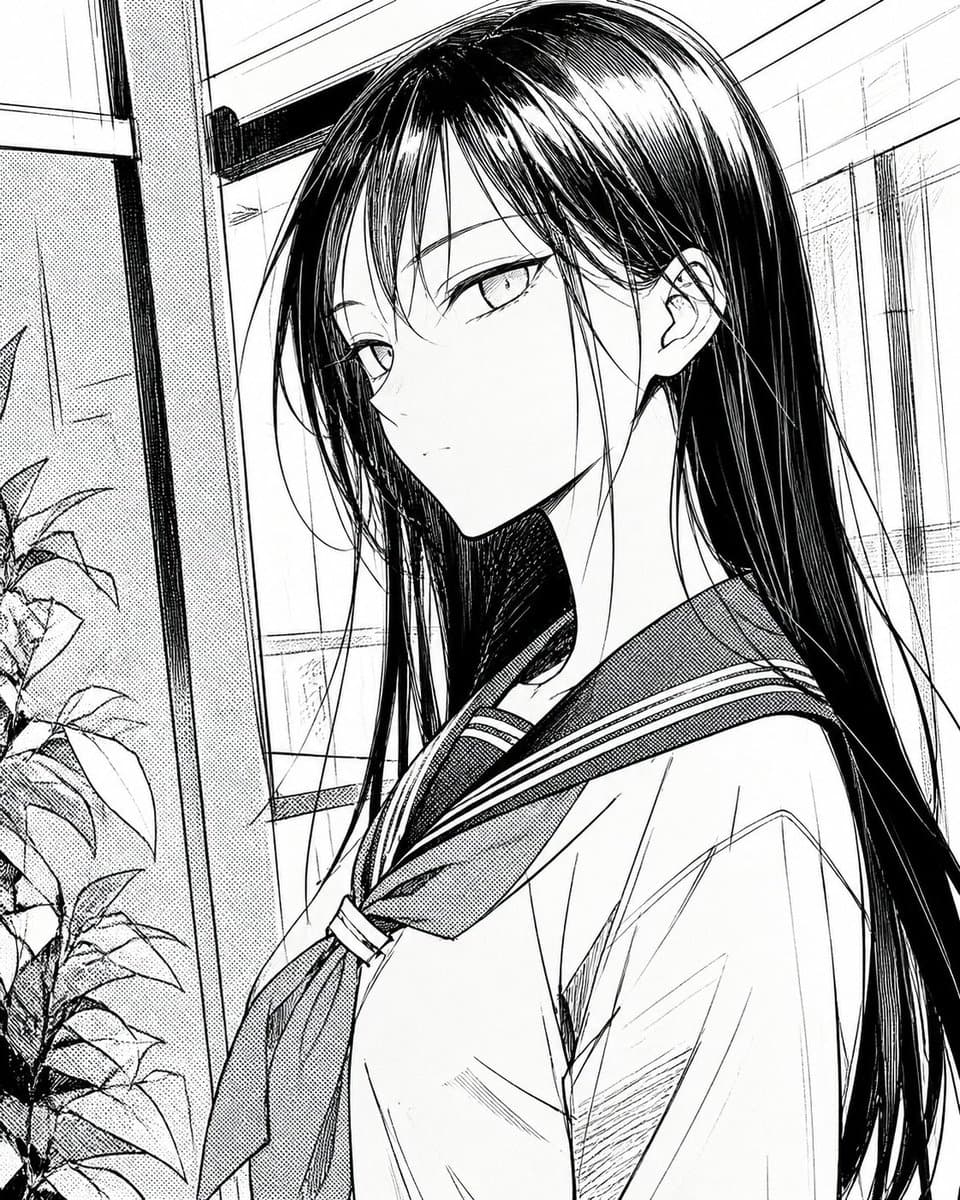 Censored Manga Schoolgirl Portrait preview image 2