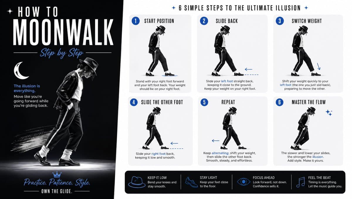 Moonwalk Step-by-Step Tutorial Poster preview image 1