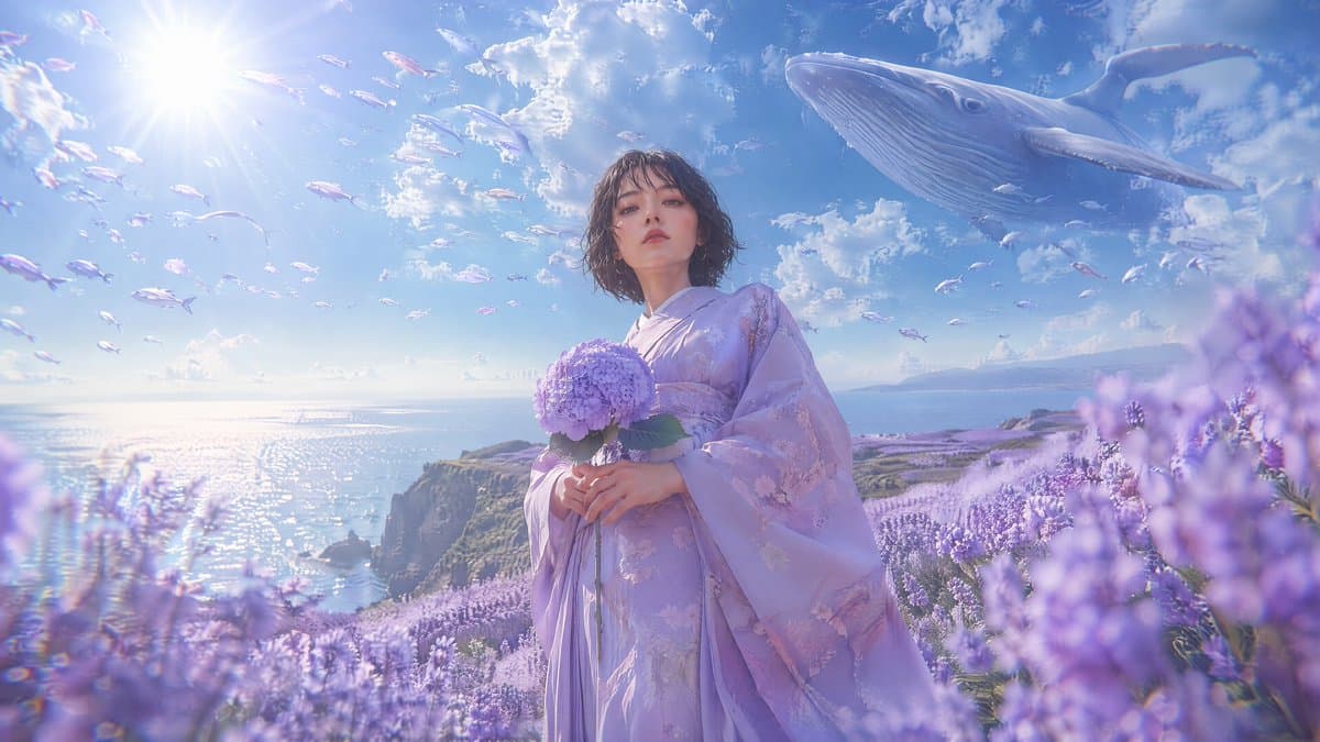 Surreal Low-Angle Floral Portrait preview image 2
